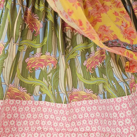 Matilda Jane pink blue yellow floral print skirt with apron size 6 - Picture 5 of 5